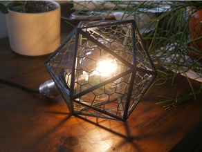 icosahedron lamp voronoi pattern fusion360 led parametric 3d print model - Mito3D