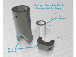 catrike camera mount system using monopod bicycle dumont recumbent trikes 3d print model - Mito3D