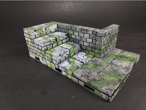 openforge 20 cut-stone stairs dnd tiles dungeon miniatures openforge2 openlock pathfinder rpg tabletop terrain tile wargame 3d print model - Mito3D