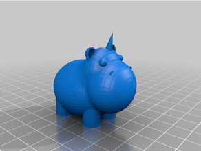 hippo unicornio baño de juguete 3d print model - Mito3D
