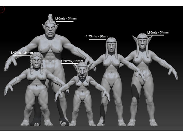 medieval fantasy characters female base models 3d modelling blender wargaming zbrush 3D print model - Mito3D