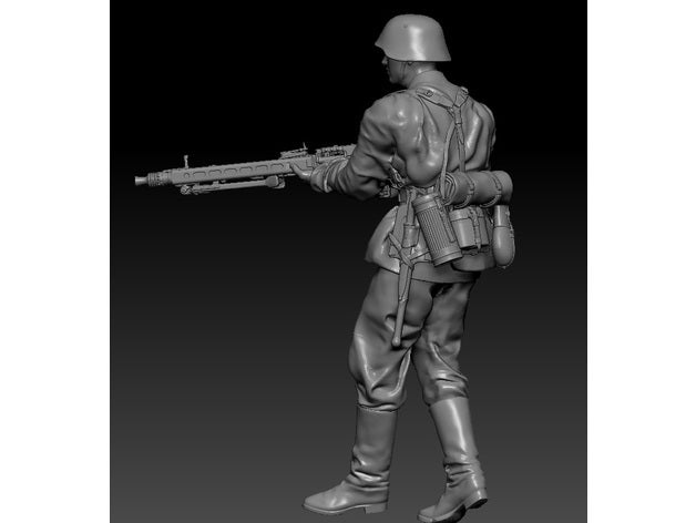 german mg gunner figure soldier tabletop ww2 3D print model - Mito3D