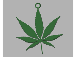 bote de malezas pendiente del encanto símbolo, el logotipo llavero por medio oído arete la marihuana hoja espejo olla símbolo 3d print model - Mito3D