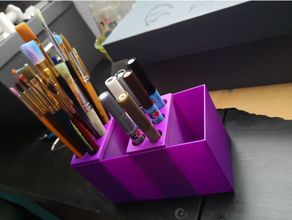 storagebox paintbrush penholder 3dprinting 3d printer anycubic i3 mega paintbrushholder holder organizer stand pen pencil storage box 3d print model - Mito3D