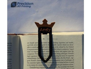 personalized king crown bookmark 3d print model - Mito3D