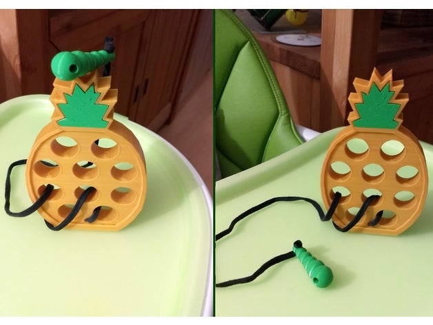 laçage ananas jouet lacet montessori jouets l'ananas lacets de chaussures le filetage les 3D print model - Mito3D