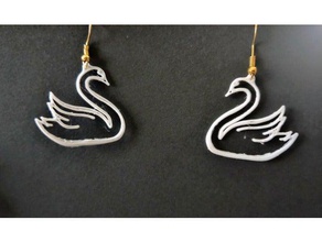 swan outline earrings 3d fashion printed jewellery beauty earring accessories fast print kids jewelery jewelry womens 3d print model - Mito3D