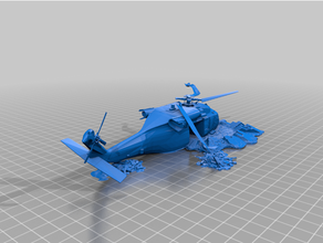 blackhawk gaslands wreck 164 helicopter scatter terrain wargame wreckage 3d print model - Mito3D