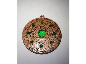aztec ciondolo pietre preziose calendario azteco decorazione gemma gioielli resina 3d print model - Mito3D
