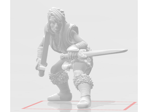 savage female barbarian dnd mini miniature warrior warriors 3d print model - Mito3D