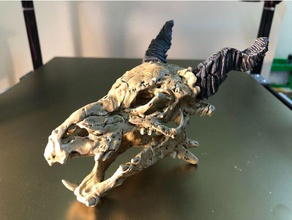 makerbot dragon skull - easy print horn supportless 3d print model - Mito3D