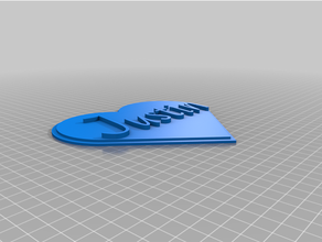 justin 3d heart nametag nameplate - valentines day 14 february custom nominal plaque 3d print model - Mito3D