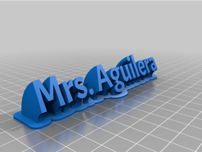 customized sweeping 2-line plate mrs aguilera 3d print model - Mito3D