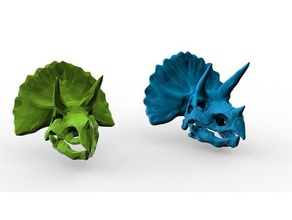 triceratops crânio reduzido poli 3d print model - Mito3D