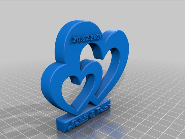mariage double cœur version 3 3D print model - Mito3D