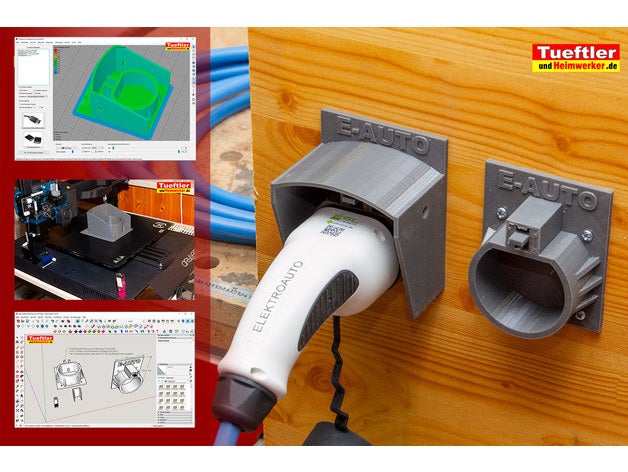 typ2 halter mit wetterschutzhaube und verriegelung şarj cihazı kablo tutucu elektroauto ev tak ladestecker yular mennekes fiş tip 2 sahibi wallbox 3D print model - Mito3D