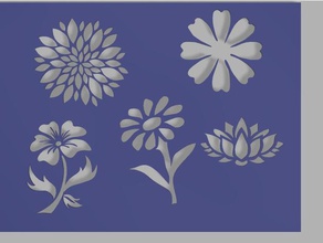 Blumen Schablone Luft airbrush Handwerk ziehen Zeichnung Blume Farbe Malerei 3d print model - Mito3D