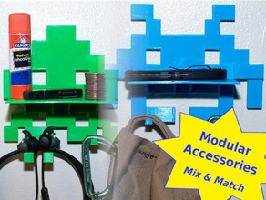 invaders arcade bose qc 30 customize fun hook invader key modular neat organizer shelf space storage 3d print model - Mito3D