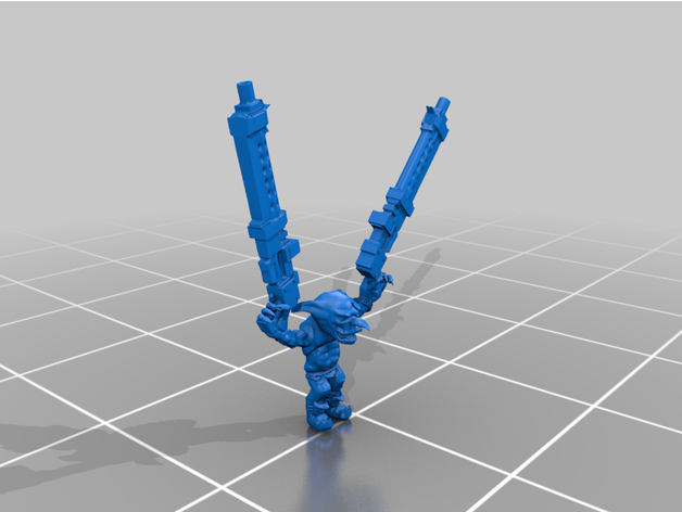 goblin gobbo gretchin grot dualgun 40k warhammer greenskin hobgoblin 3D print model - Mito3D