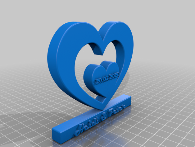 mariage double cœur version 4 3D print model - Mito3D