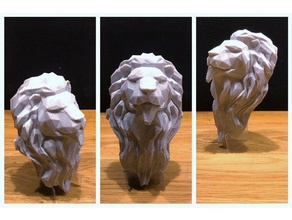 testa leone lowpoly fisso decorazione parete 3d print model - Mito3D