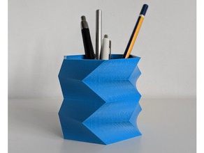 sostenedor pluma escritorio organizador titular oficina suministros lápiz zig zag 3d print model - Mito3D