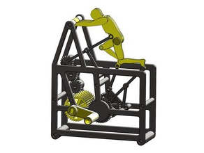 homem empurrando amao anamation autômatos criador panamá mecânico brinquedo protetor robótica robôs windup 3d print model - Mito3D