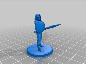 female human fighter dnd miniature pathfinder 3d print model - Mito3D