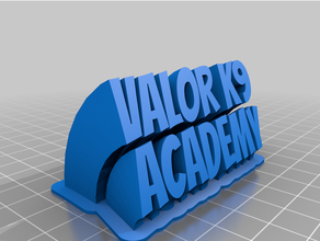 valor k9 académie plaque texte personnalisé 3d print model - Mito3D
