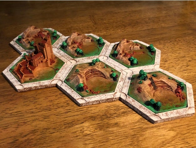 catan brick variants dakanzla 20 magnetic base set boardgame bradlebard castle clay desert field forest game thrones hay hex hexagon magnet mountain ore pasture remix rock settlers sheep tile variant version wheat wood wool 3D print model - Mito3D