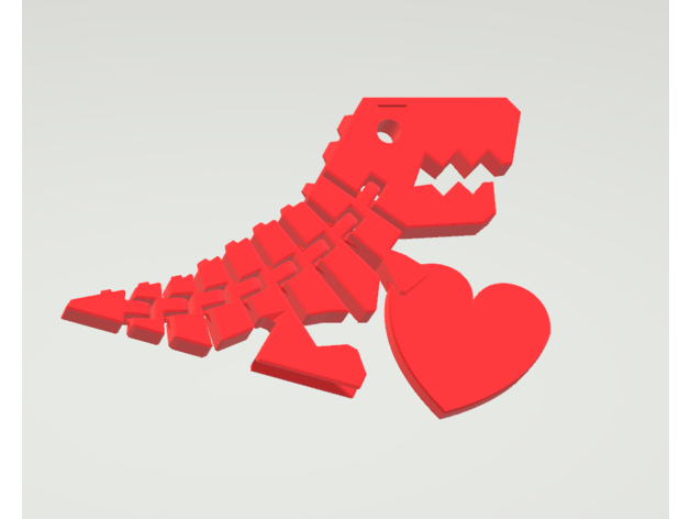 flexi rex valentine hayvan sevimli dinozor esnek flexirex kalp 3D print model - Mito3D