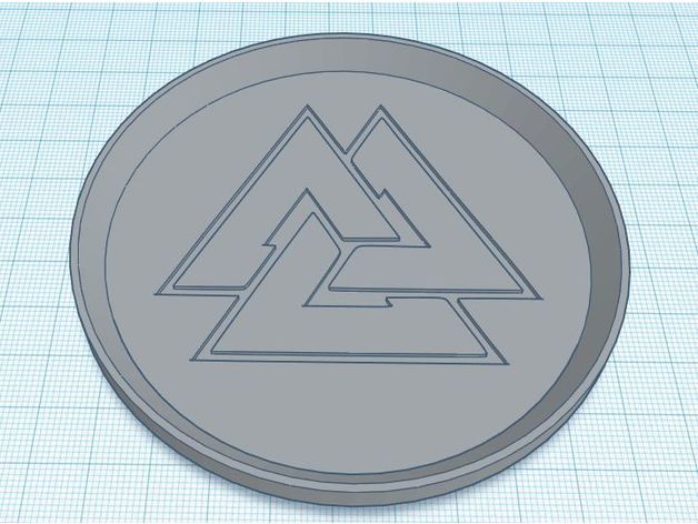 norse valknut symbol 2 coaster 3D print model - Mito3D