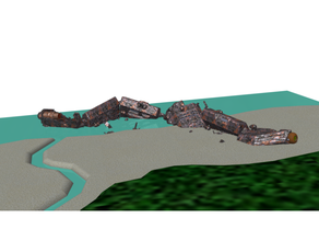 destruído mott diorama bionicle trem naufrágio 3d print model - Mito3D