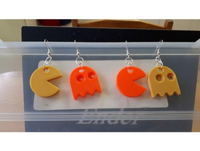 pacman ghost earrings 3d print model - Mito3D