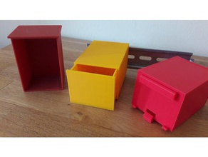 snap-in drawer din rail head box case gehuse hutschiene hutschienengehuse mini drawers schublade snap-on storage 3d print model - Mito3D