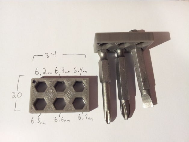 hex delik tolerans testi 3D print model - Mito3D