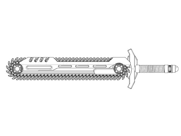 chainsword 17 inch 43mm Länge 3D print model - Mito3D