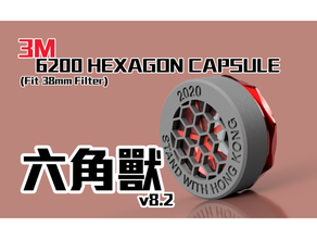 Filtro 3m hexágono filtro cápsula v 80 tamaño 38 mm máscara gas estándar cerradura 6200 6500 respirador combate coronavirus covid19 3d print model - Mito3D