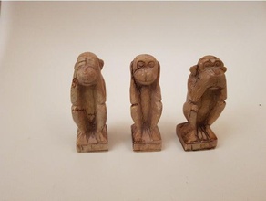 wise monkeys fotogrammetria scimmie scansione saggio monkies 3d print model - Mito3D