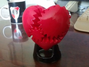 dos bases para coraz engranajes - gear heart stand art featured geometry rotaring mechanism valentines day 3d print model - Mito3D