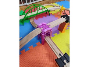 stackable wooden train bridge riser brio compatible track ikea lillabo trains railway 3d print model - Mito3D