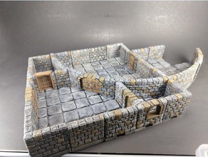 openforge 20 dungeon stone large curved exterior walls dnd tiles miniatures openforge2 pathfinder rpg tabletop terrain tile 3d print model - Mito3D