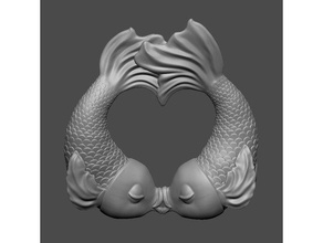 kissy fish creature cute love miniatures sculpture valentine 3d print model - Mito3D