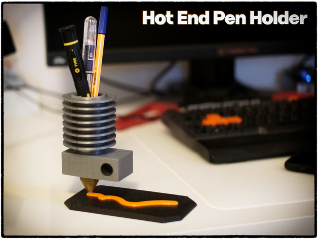 caliente sostenedor pluma escritorio e3d mk3 mk3s boquilla oficina organizador prusa 3D print model - Mito3D
