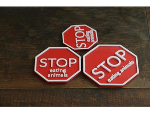 mangiare gli animali attivismo magnete frigorifero segno vegan 3d print model - Mito3D