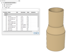 parametric inline pipe adapter fusion 360 source fusion360 3d print model - Mito3D
