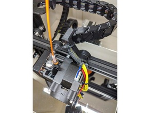 ender 3 - 4 wheel carriage drag chain mount cable management hemera 3d print model - Mito3D