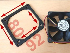 super fan adapter 92 80mm reduction 92mm cooling mount 3d print model - Mito3D