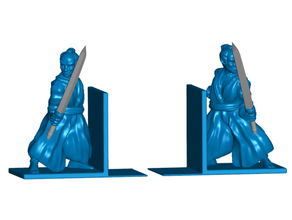 samurai bookends left - supports bookend bookstop japanese 3d print model - Mito3D