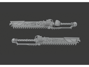 dentes terra chainsword arma corpo relíquia space marine warhammer 40k 3d print model - Mito3D
